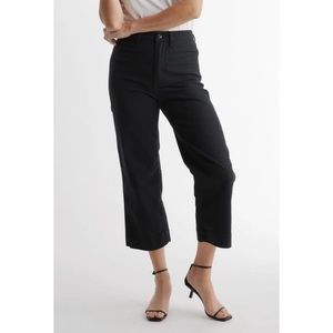 Quince Black Stretch Cotton Twill Crop Wide Leg Pants High Rise size 32